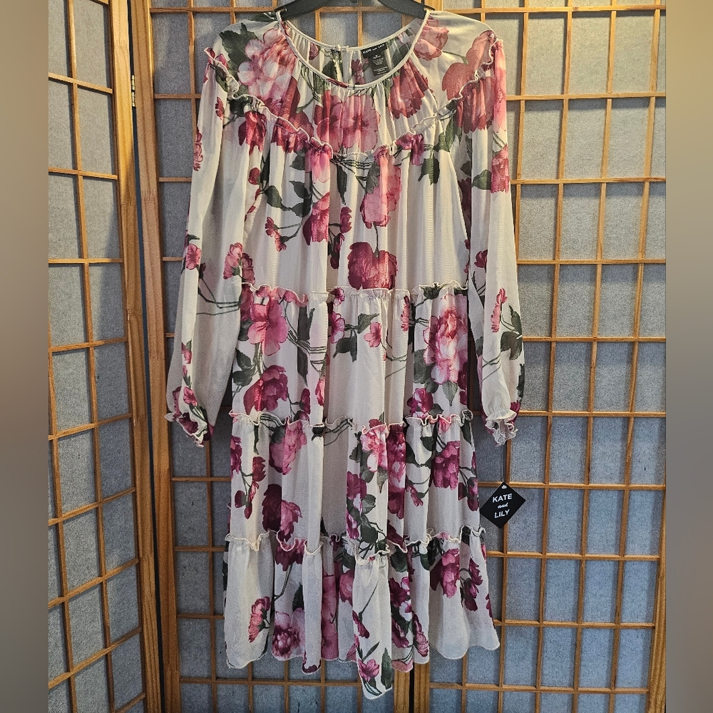 Kate And Lily Floral Long Sleeve Dress Size 8
